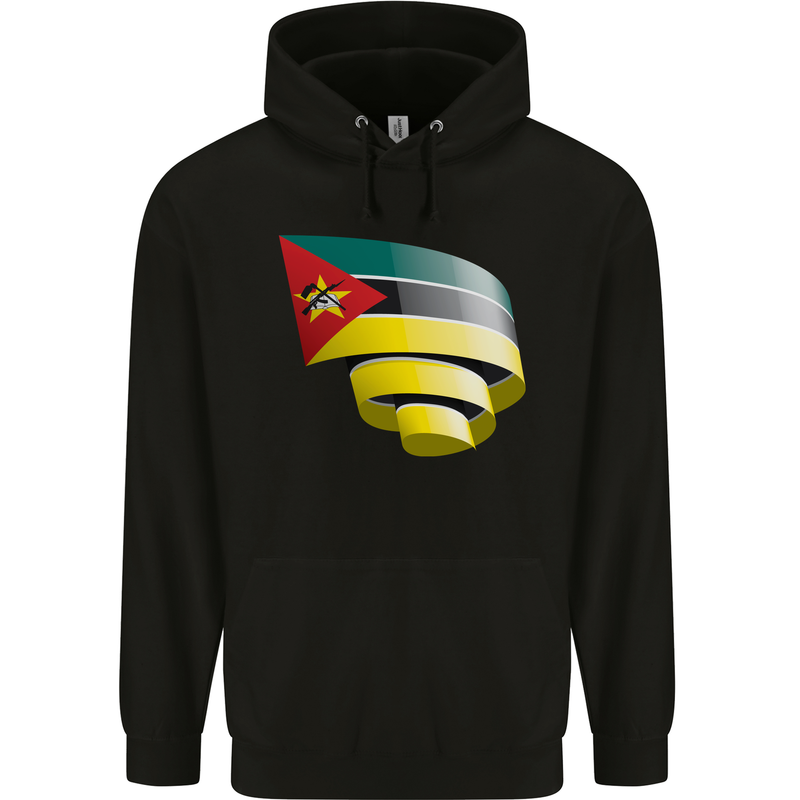 Curled Mozambique Flag Mozambican Day Football Childrens Kids Hoodie Black
