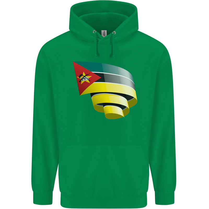 Curled Mozambique Flag Mozambican Day Football Childrens Kids Hoodie Irish Green