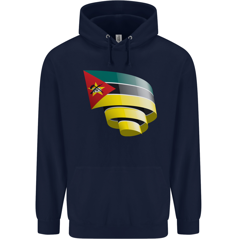 Curled Mozambique Flag Mozambican Day Football Childrens Kids Hoodie Navy Blue