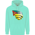Curled Mozambique Flag Mozambican Day Football Childrens Kids Hoodie Peppermint