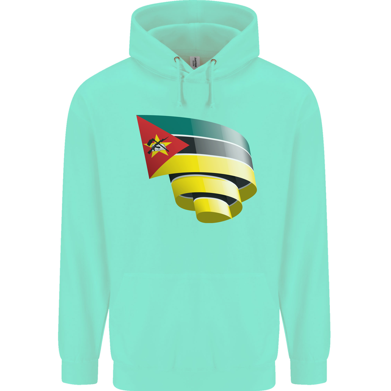 Curled Mozambique Flag Mozambican Day Football Childrens Kids Hoodie Peppermint