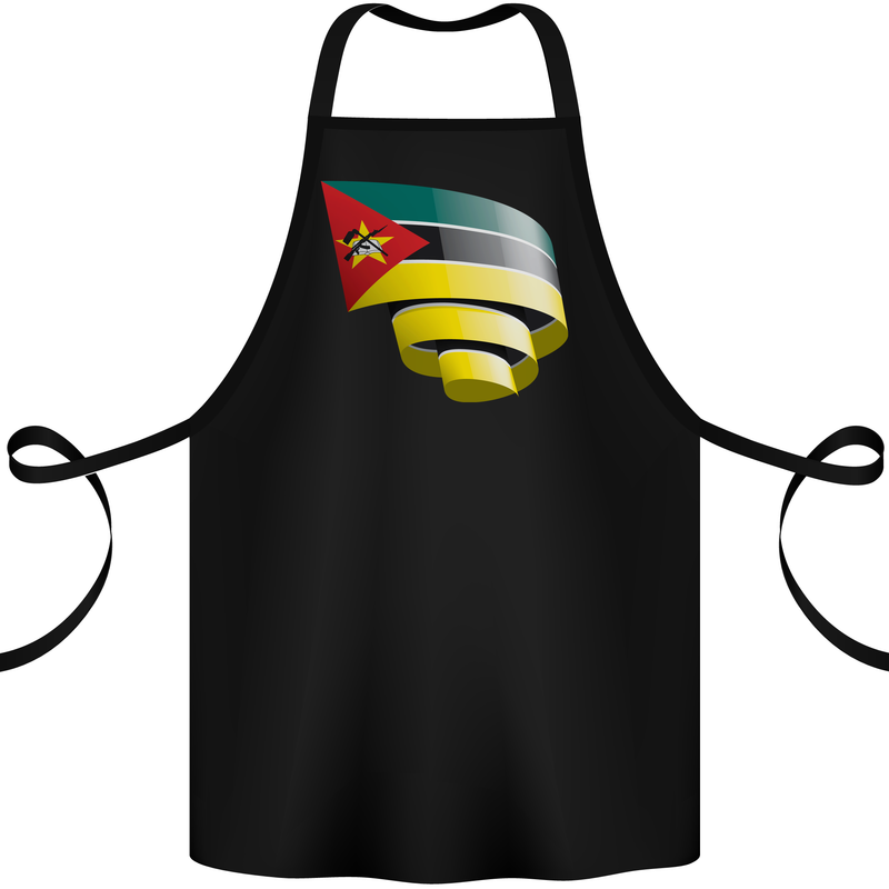 Curled Mozambique Flag Mozambican Day Football Cotton Apron 100% Organic Black