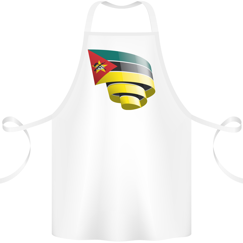 Curled Mozambique Flag Mozambican Day Football Cotton Apron 100% Organic White