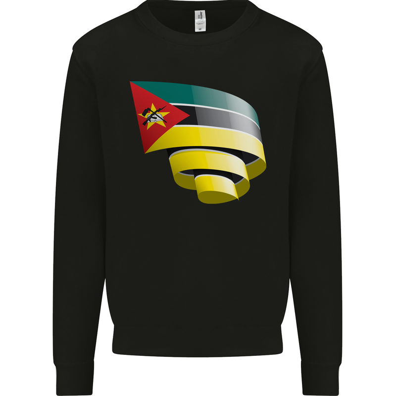 Curled Mozambique Flag Mozambican Day Football Kids Sweatshirt Jumper Black