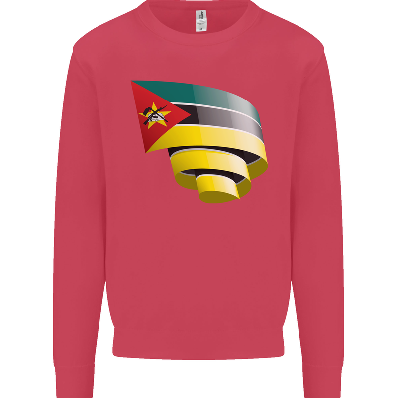 Curled Mozambique Flag Mozambican Day Football Kids Sweatshirt Jumper Heliconia
