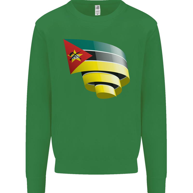 Curled Mozambique Flag Mozambican Day Football Kids Sweatshirt Jumper Irish Green