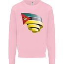 Curled Mozambique Flag Mozambican Day Football Kids Sweatshirt Jumper Light Pink