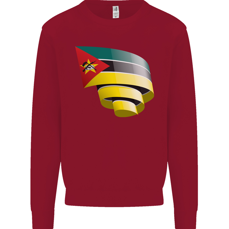 Curled Mozambique Flag Mozambican Day Football Kids Sweatshirt Jumper Red