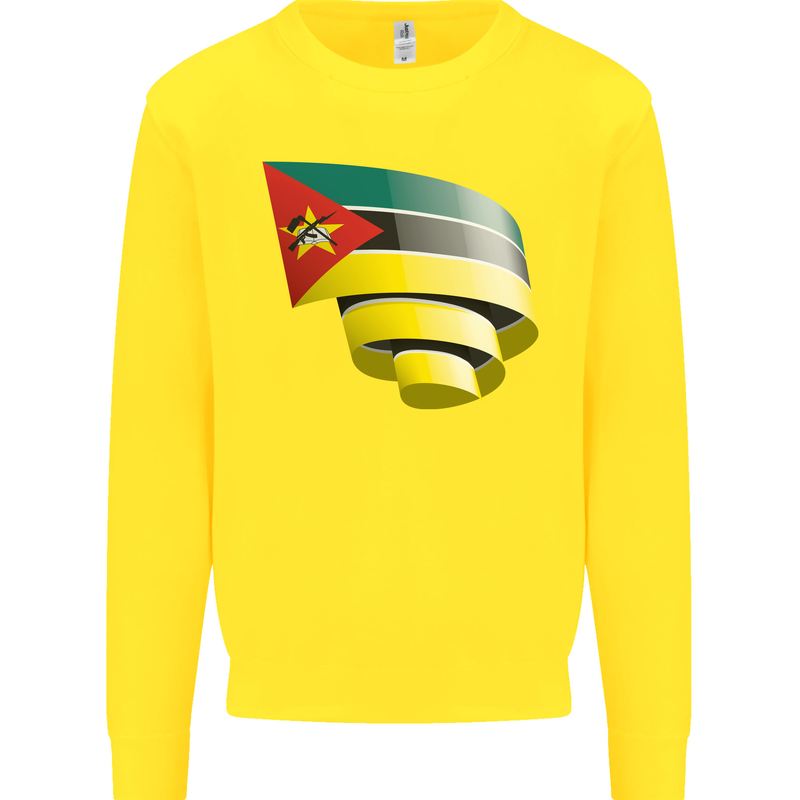 Curled Mozambique Flag Mozambican Day Football Kids Sweatshirt Jumper Yellow