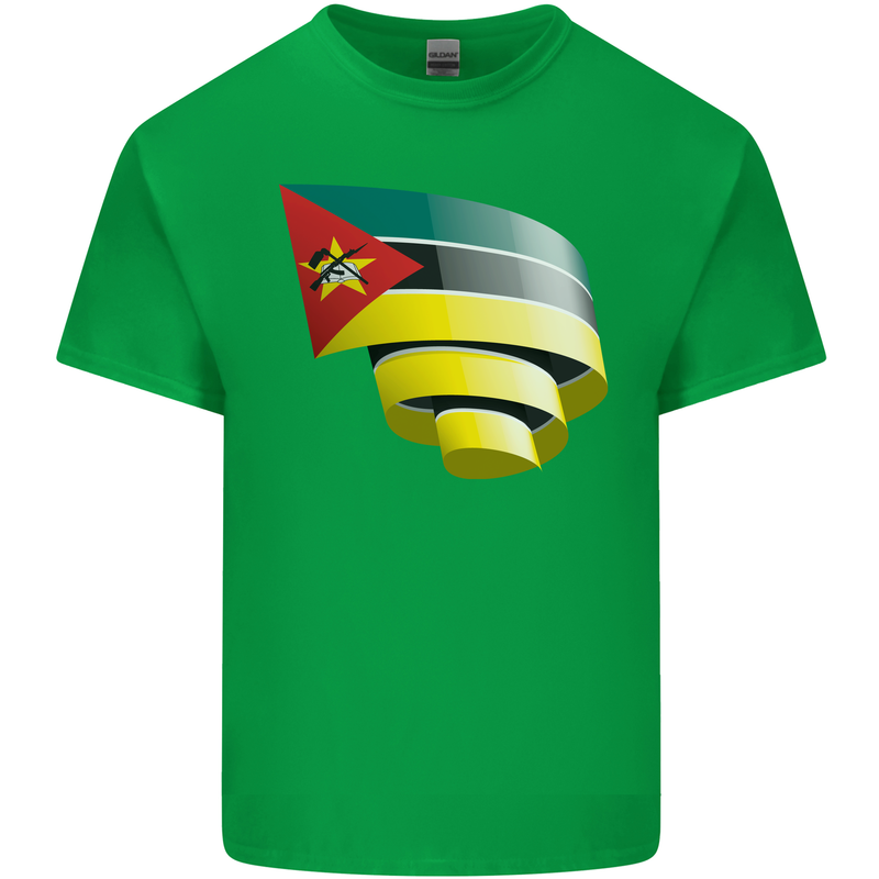 Curled Mozambique Flag Mozambican Day Football Kids T-Shirt Childrens Irish Green
