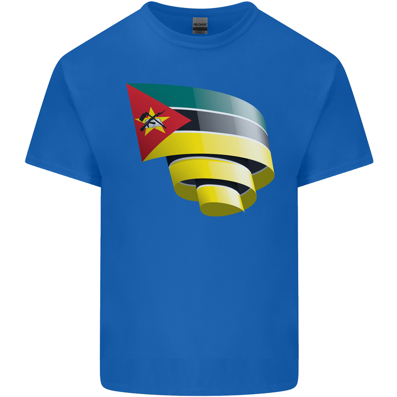 Curled Mozambique Flag Mozambican Day Football Kids T-Shirt Childrens Royal Blue