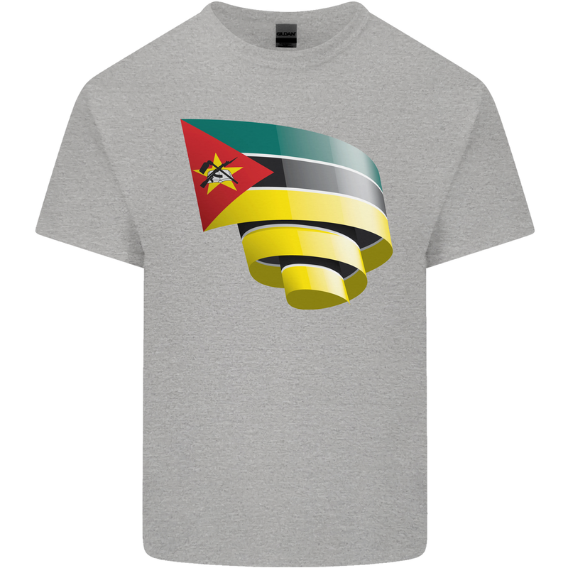 Curled Mozambique Flag Mozambican Day Football Kids T-Shirt Childrens Sports Grey