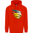 Curled Mozambique Flag Mozambican Day Football Mens 80% Cotton Hoodie Bright Red