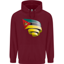 Curled Mozambique Flag Mozambican Day Football Mens 80% Cotton Hoodie Maroon