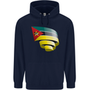Curled Mozambique Flag Mozambican Day Football Mens 80% Cotton Hoodie Navy Blue