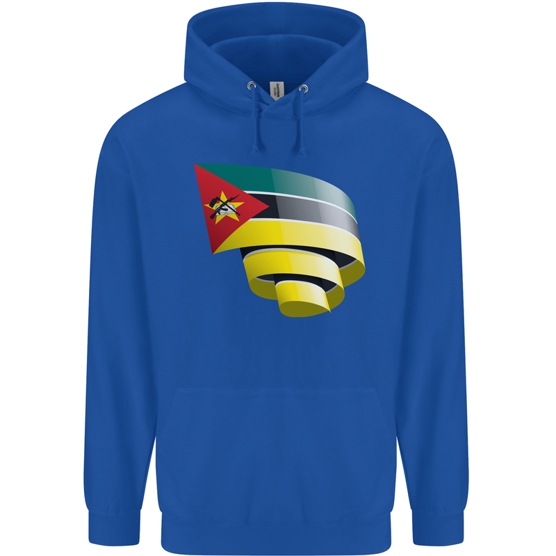 Curled Mozambique Flag Mozambican Day Football Mens 80% Cotton Hoodie Royal Blue
