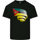 Curled Mozambique Flag Mozambican Day Football Mens Cotton T-Shirt Tee Top Black