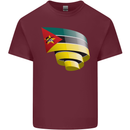 Curled Mozambique Flag Mozambican Day Football Mens Cotton T-Shirt Tee Top Maroon