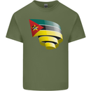 Curled Mozambique Flag Mozambican Day Football Mens Cotton T-Shirt Tee Top Military Green