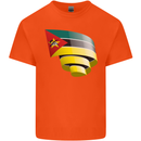 Curled Mozambique Flag Mozambican Day Football Mens Cotton T-Shirt Tee Top Orange