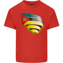 Curled Mozambique Flag Mozambican Day Football Mens Cotton T-Shirt Tee Top Red