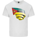 Curled Mozambique Flag Mozambican Day Football Mens Cotton T-Shirt Tee Top White