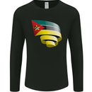 Curled Mozambique Flag Mozambican Day Football Mens Long Sleeve T-Shirt Black