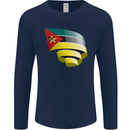 Curled Mozambique Flag Mozambican Day Football Mens Long Sleeve T-Shirt Navy Blue