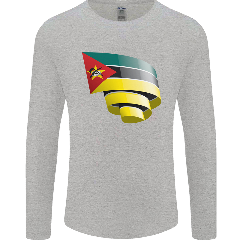 Curled Mozambique Flag Mozambican Day Football Mens Long Sleeve T-Shirt Sports Grey