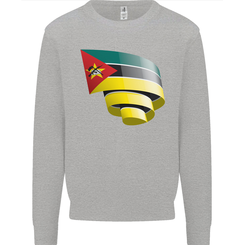 Curled Mozambique Flag Mozambican Day Football Mens Sweatshirt Jumper Sports Grey