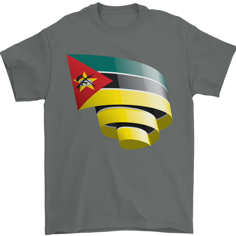 Curled Mozambique Flag Mozambican Day Football Mens T-Shirt 100% Cotton Charcoal
