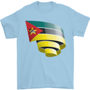 Curled Mozambique Flag Mozambican Day Football Mens T-Shirt 100% Cotton Light Blue