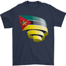 Curled Mozambique Flag Mozambican Day Football Mens T-Shirt 100% Cotton Navy Blue