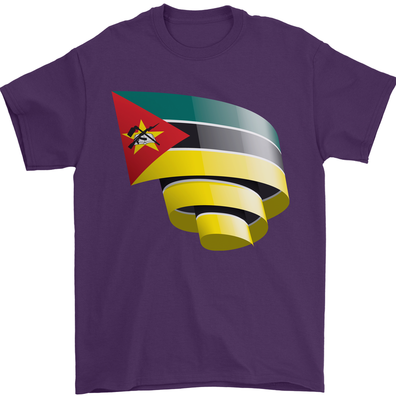Curled Mozambique Flag Mozambican Day Football Mens T-Shirt 100% Cotton Purple