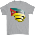 Curled Mozambique Flag Mozambican Day Football Mens T-Shirt 100% Cotton Sports Grey