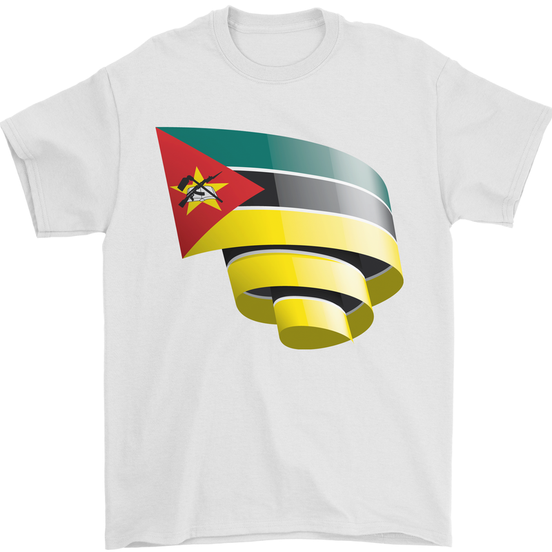 Curled Mozambique Flag Mozambican Day Football Mens T-Shirt 100% Cotton White