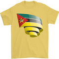 Curled Mozambique Flag Mozambican Day Football Mens T-Shirt 100% Cotton Yellow