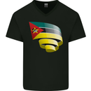 Curled Mozambique Flag Mozambican Day Football Mens V-Neck Cotton T-Shirt Black