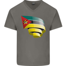Curled Mozambique Flag Mozambican Day Football Mens V-Neck Cotton T-Shirt Charcoal