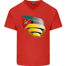 Curled Mozambique Flag Mozambican Day Football Mens V-Neck Cotton T-Shirt Red