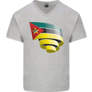 Curled Mozambique Flag Mozambican Day Football Mens V-Neck Cotton T-Shirt Sports Grey