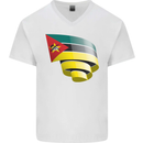 Curled Mozambique Flag Mozambican Day Football Mens V-Neck Cotton T-Shirt White