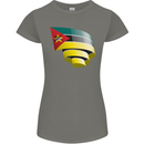 Curled Mozambique Flag Mozambican Day Football Womens Petite Cut T-Shirt Charcoal