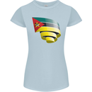 Curled Mozambique Flag Mozambican Day Football Womens Petite Cut T-Shirt Light Blue