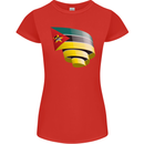 Curled Mozambique Flag Mozambican Day Football Womens Petite Cut T-Shirt Red