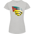 Curled Mozambique Flag Mozambican Day Football Womens Petite Cut T-Shirt Sports Grey