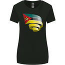 Curled Mozambique Flag Mozambican Day Football Womens Wider Cut T-Shirt Black
