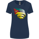 Curled Mozambique Flag Mozambican Day Football Womens Wider Cut T-Shirt Navy Blue
