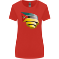 Curled Mozambique Flag Mozambican Day Football Womens Wider Cut T-Shirt Red
