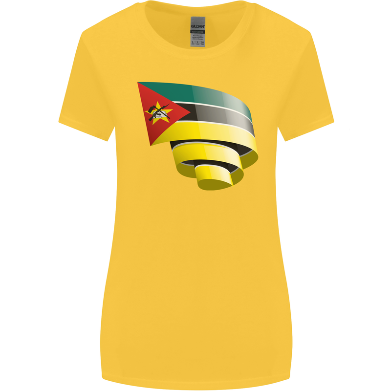 Curled Mozambique Flag Mozambican Day Football Womens Wider Cut T-Shirt Yellow